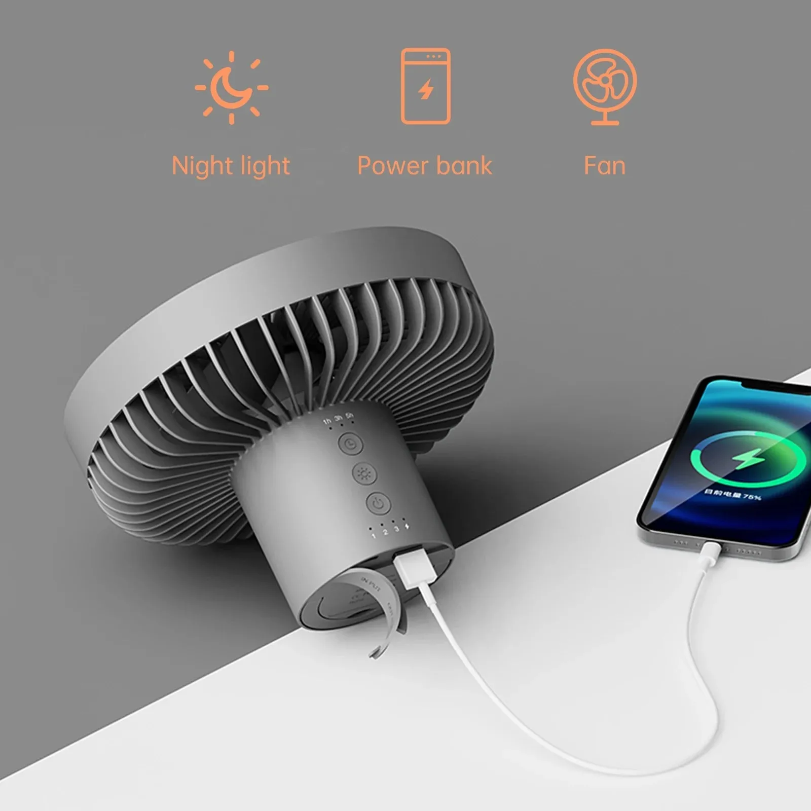 10000mAh Rechargeable Portable Camping Fan with LED Lighting