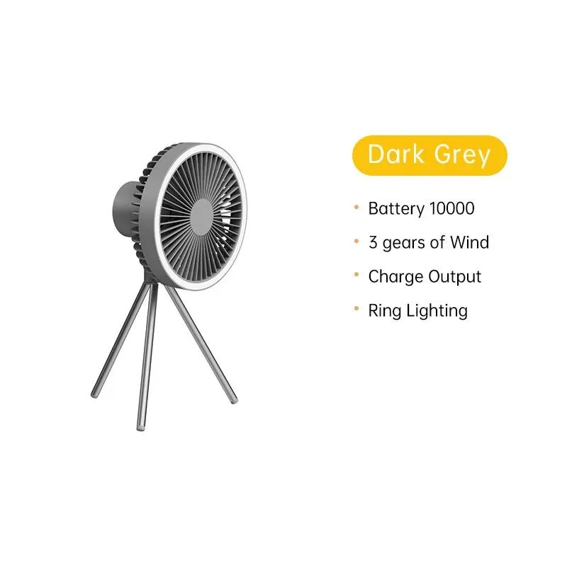 10000mAh Rechargeable Portable Camping Fan with LED Lighting