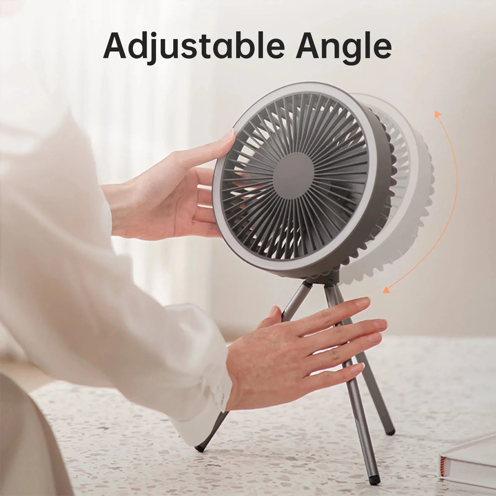 10000mAh Rechargeable Portable Camping Fan with LED Lighting