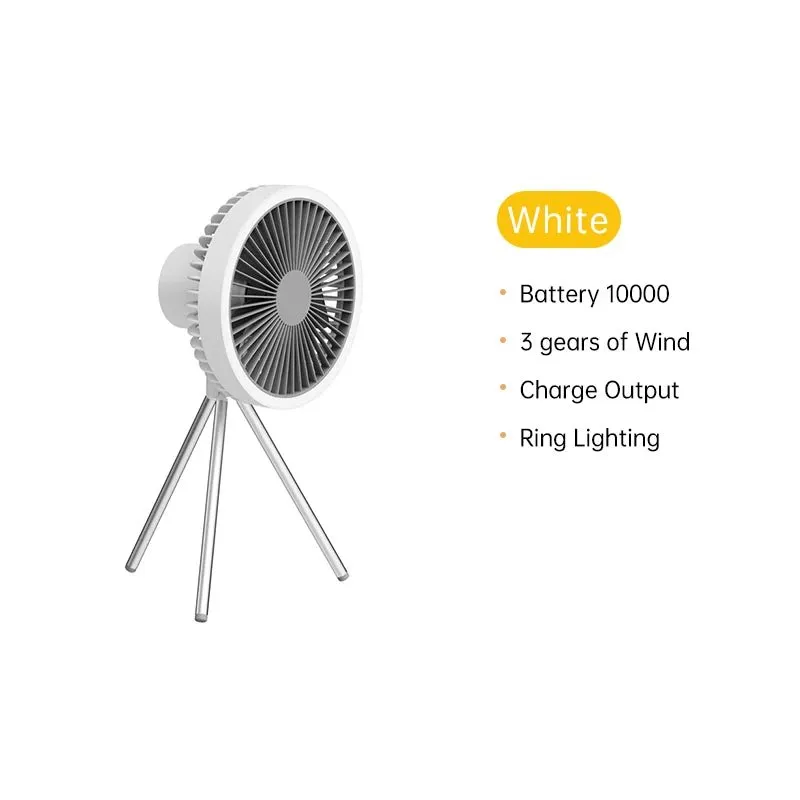 10000mAh Rechargeable Portable Camping Fan with LED Lighting