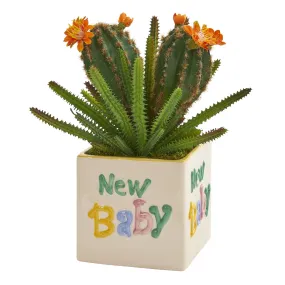 11” Cactus Succulent Artificial Plant in “New Baby” Planter