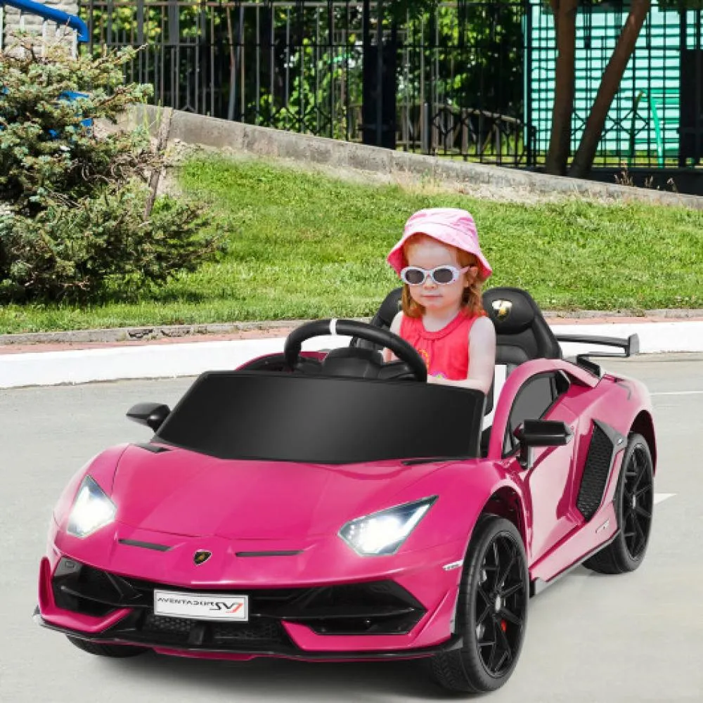 12 V Licensed Lamborghini SVJ RC Kids Ride On Car with Trunk and Music-Black