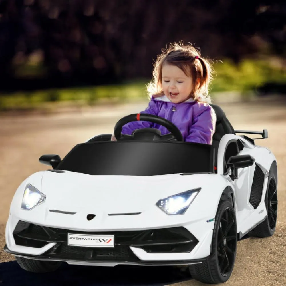 12 V Licensed Lamborghini SVJ RC Kids Ride On Car with Trunk and Music-Black