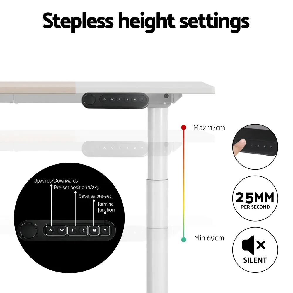 120cm Standing Desk Motorised Electric Dual Motor Splice White Pine - White & Pine