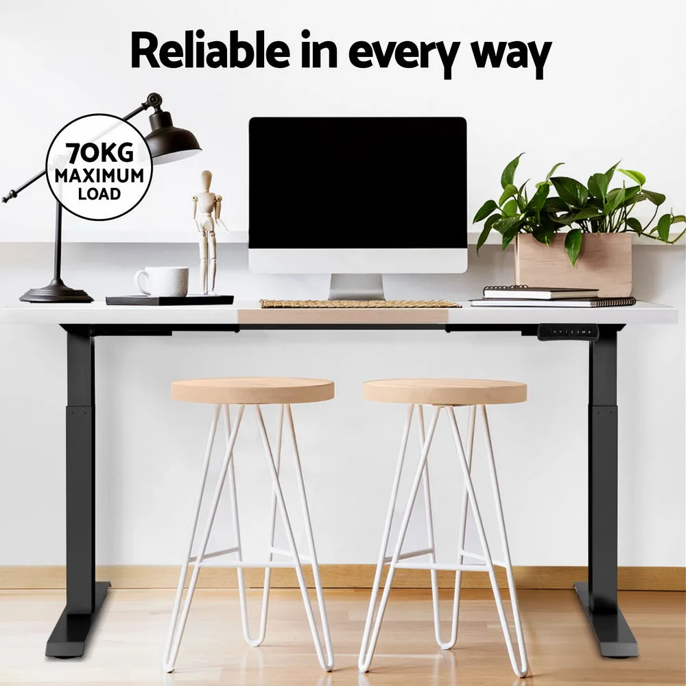 120cm Standing Desk Motorised Electric Dual Motor - White & Pine