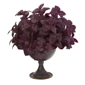 13” Basil Artificial Plant in Metal Chalice