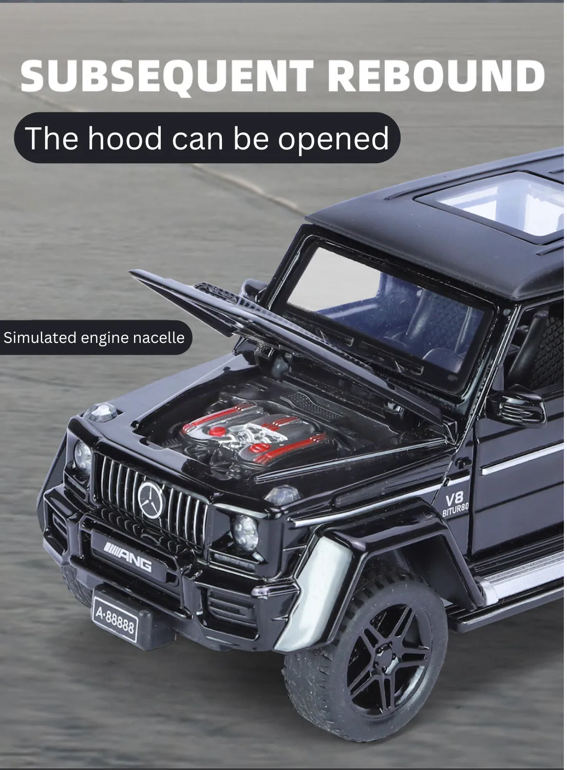 1:32 SCALE DIE-CAST MERCEDES-BENZ G63 PICK-UP TRAILER WITH 6 OPENABLE DOORS PULL BACK ACTION,LIGHTS & MUSIC【 COLOR AS PER STOCK 】