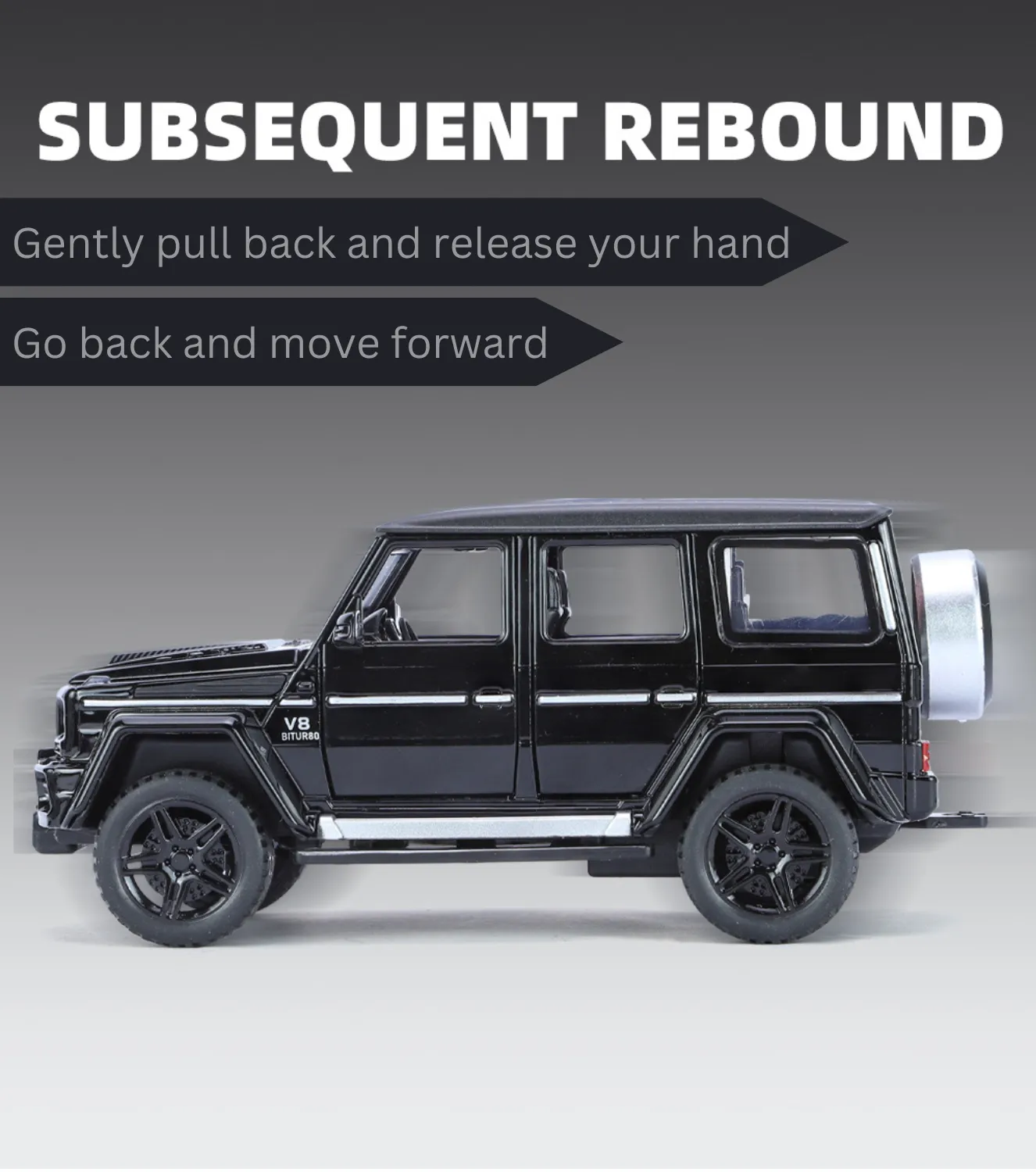 1:32 SCALE DIE-CAST MERCEDES-BENZ G63 PICK-UP TRAILER WITH 6 OPENABLE DOORS PULL BACK ACTION,LIGHTS & MUSIC【 COLOR AS PER STOCK 】