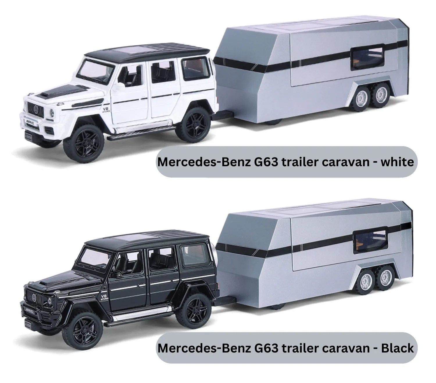 1:32 SCALE DIE-CAST MERCEDES-BENZ G63 PICK-UP TRAILER WITH 6 OPENABLE DOORS PULL BACK ACTION,LIGHTS & MUSIC【 COLOR AS PER STOCK 】