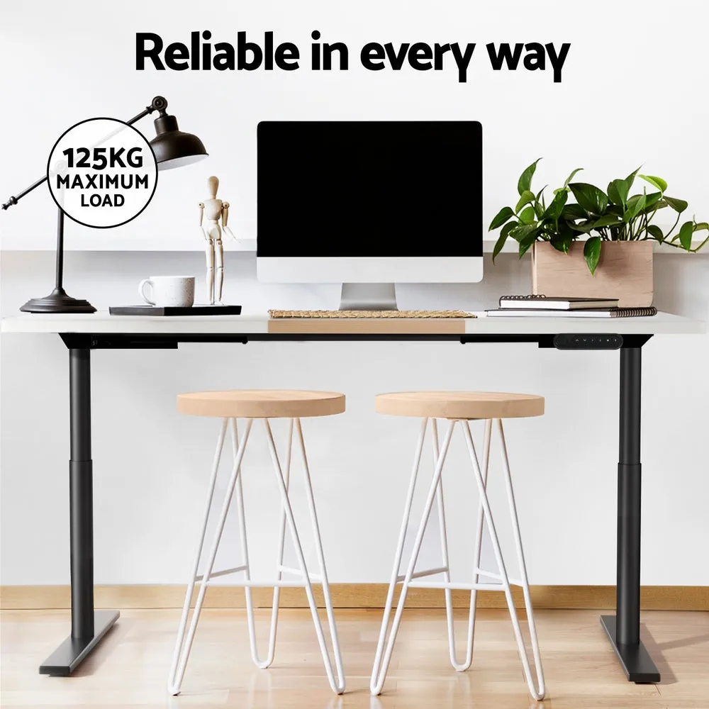 140cm Standing Desk Motorised Electric Dual Motor - White & Pine