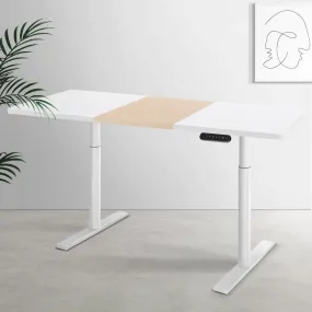 140cm Standing Desk Motorised Electric Dual Motor White Pine - White & Pine