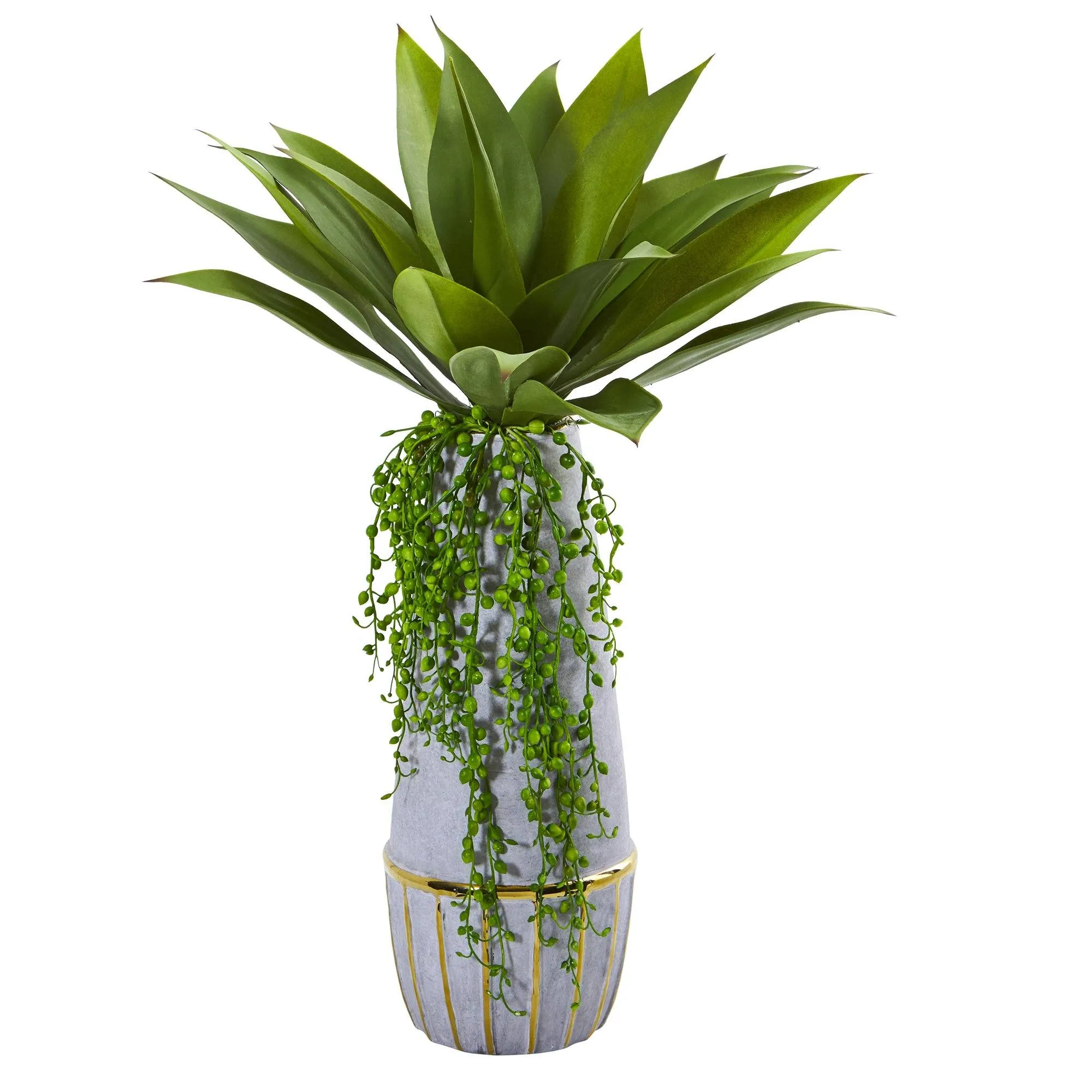 15” Agave Succulent Artificial Plant in Stoneware Planter