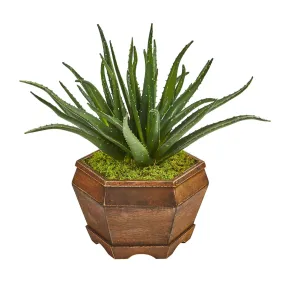 17” Aloe Artificial Plant in Decorative Planter