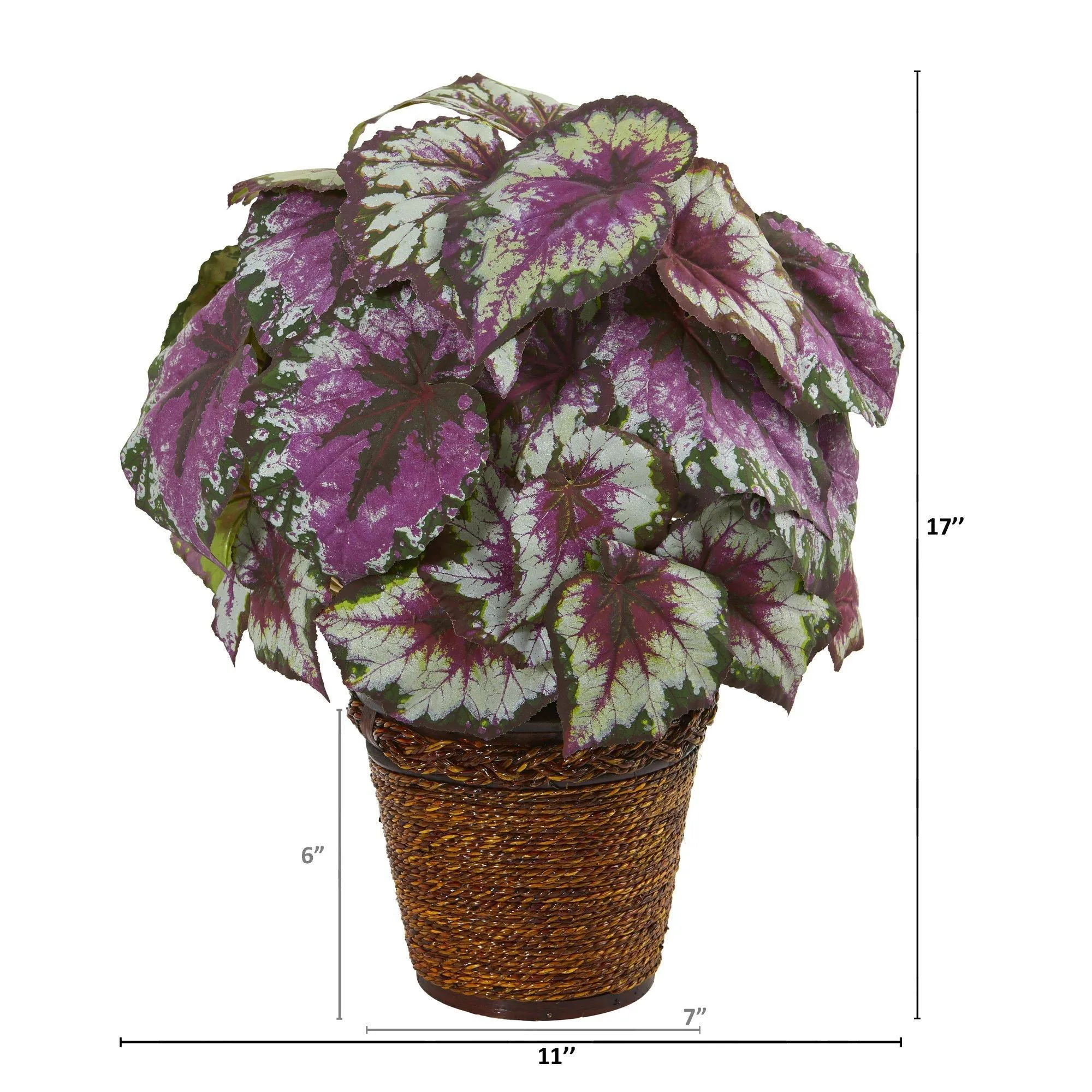 17” Wax Begonia Artificial Plant in Basket