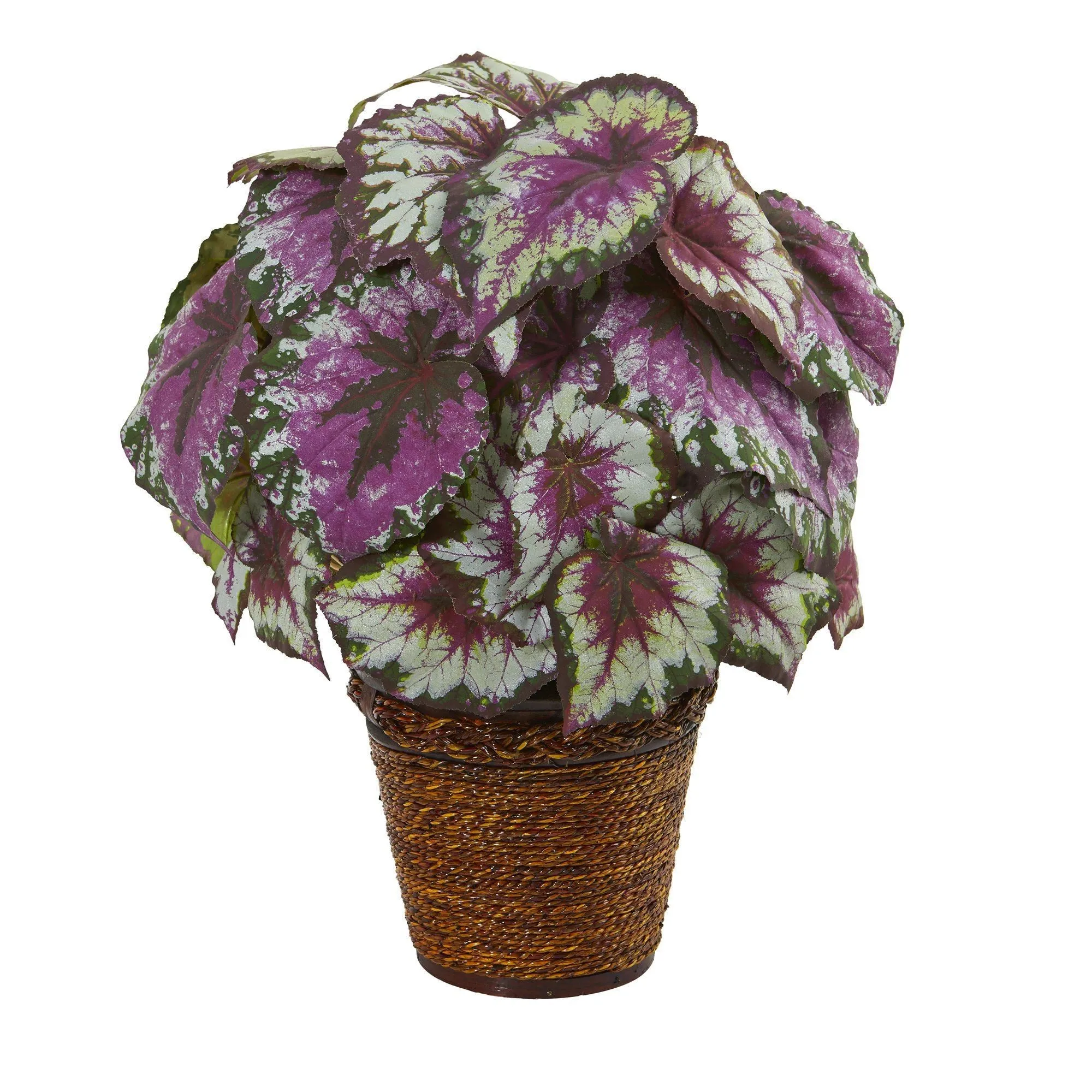 17” Wax Begonia Artificial Plant in Basket