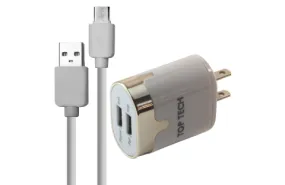 2.4A Dual Port Travel Charger with 6 Ft. USB Type C Cable for Fast Charging