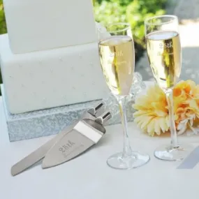 25th Wedding Anniversary Flutes & Cake Server Set