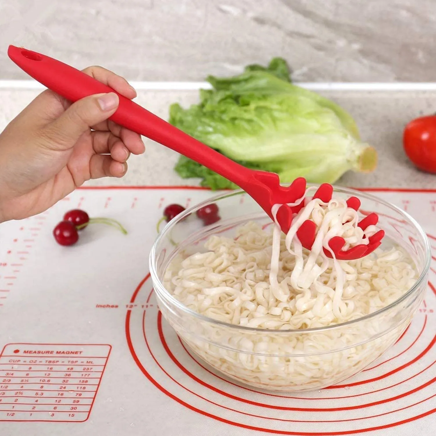 2995 Silicone Pasta Fork Stainless Steel Spaghetti Server | Pasta Server.