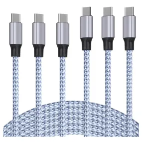 3 Pack 6ft Best New Nylon Braided 60W Fast Charger Cables