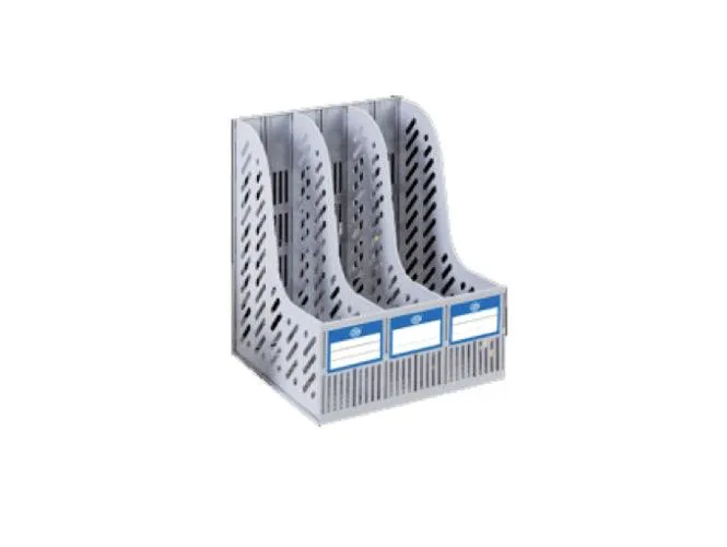 3 Racks Plastic Magazine Holder, Grey (20325)