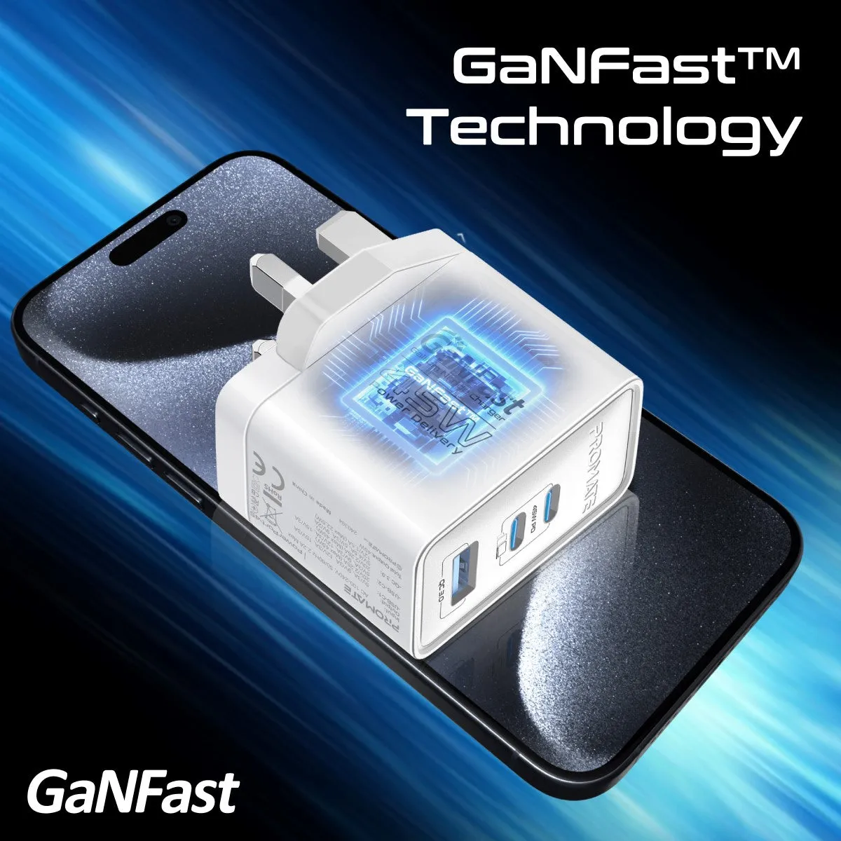 45W Power Delivery GaNFast™ Charger with Quick Charge 3.0