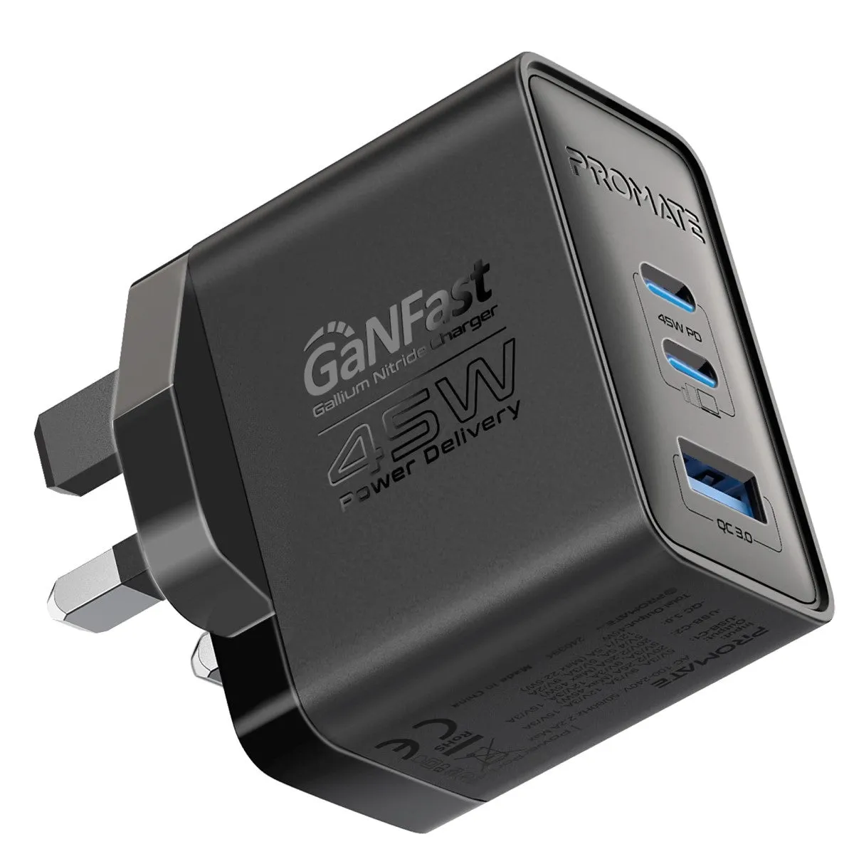 45W Power Delivery GaNFast™ Charger with Quick Charge 3.0