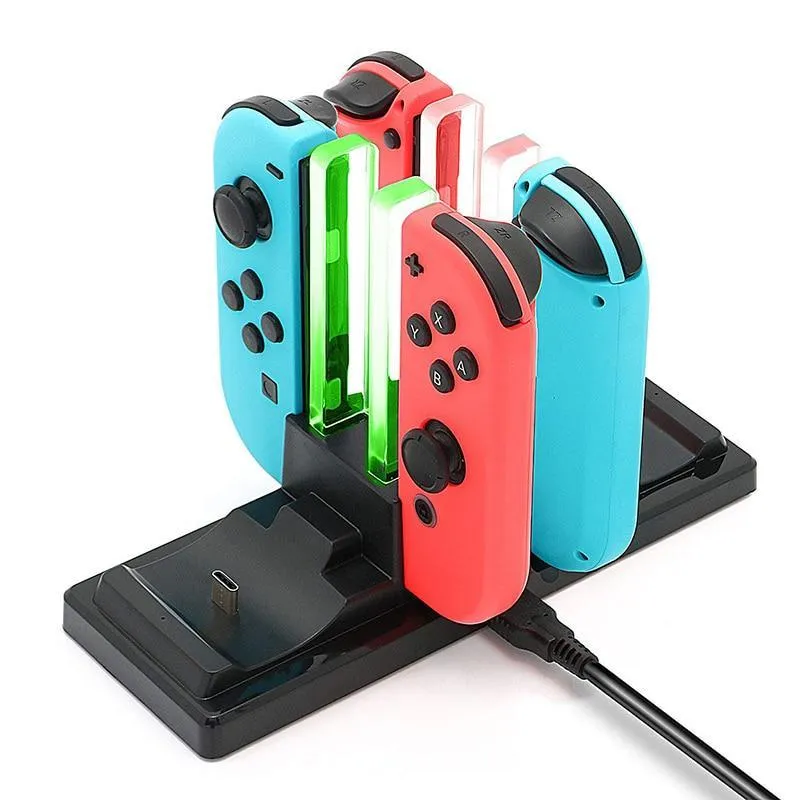 6-in-1 Charging Dock For Nintendo Switch Joy-con Controllers LED Type-C Charger Switch Pro Charger