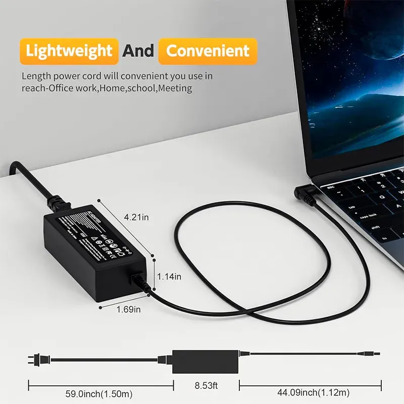 65W Charger for Lenovo Laptops with Yellow square USB Tip