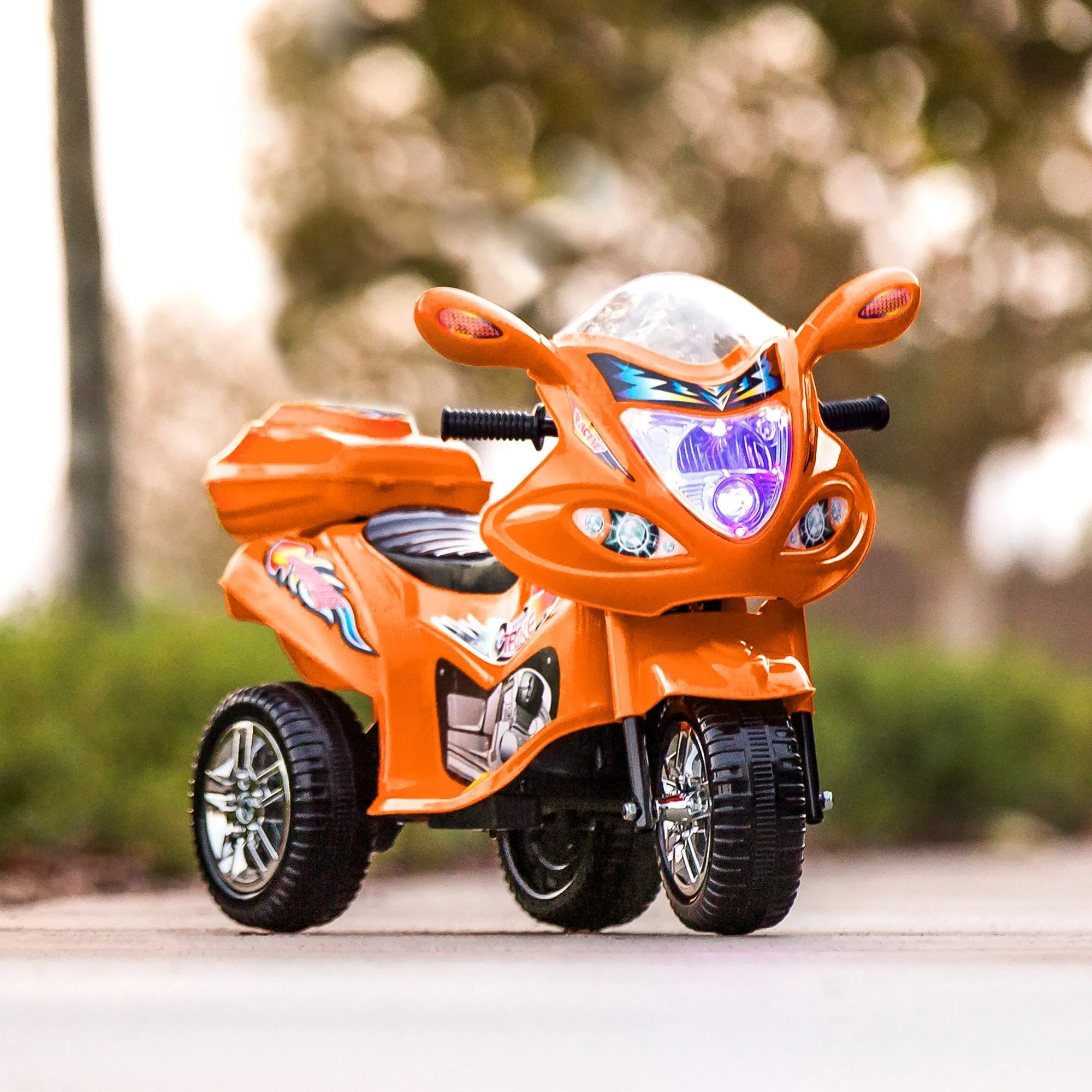 6V Kids 3-Wheel Motorcycle Ride-On Toy w/ LED Lights, Music, Storage