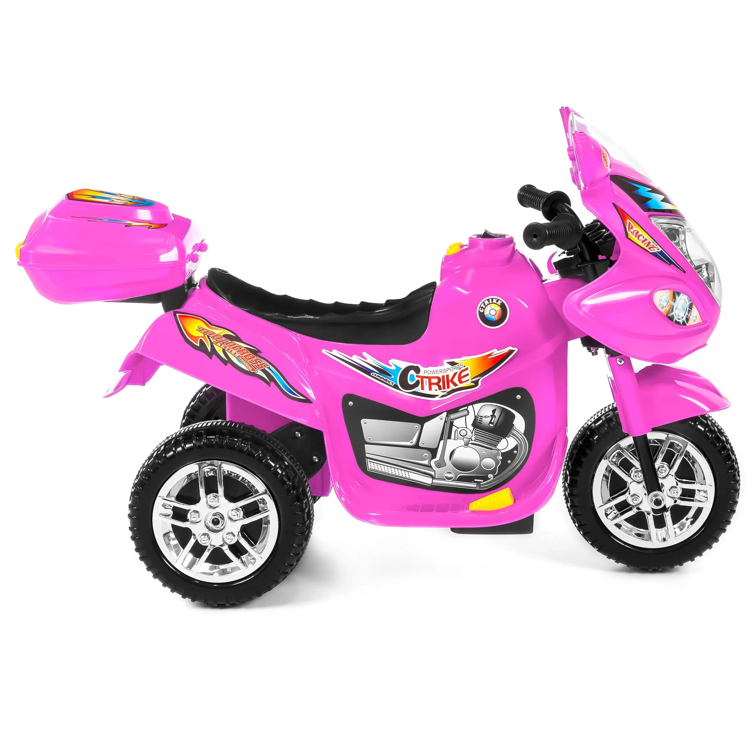 6V Kids 3-Wheel Motorcycle Ride-On Toy w/ LED Lights, Music, Storage