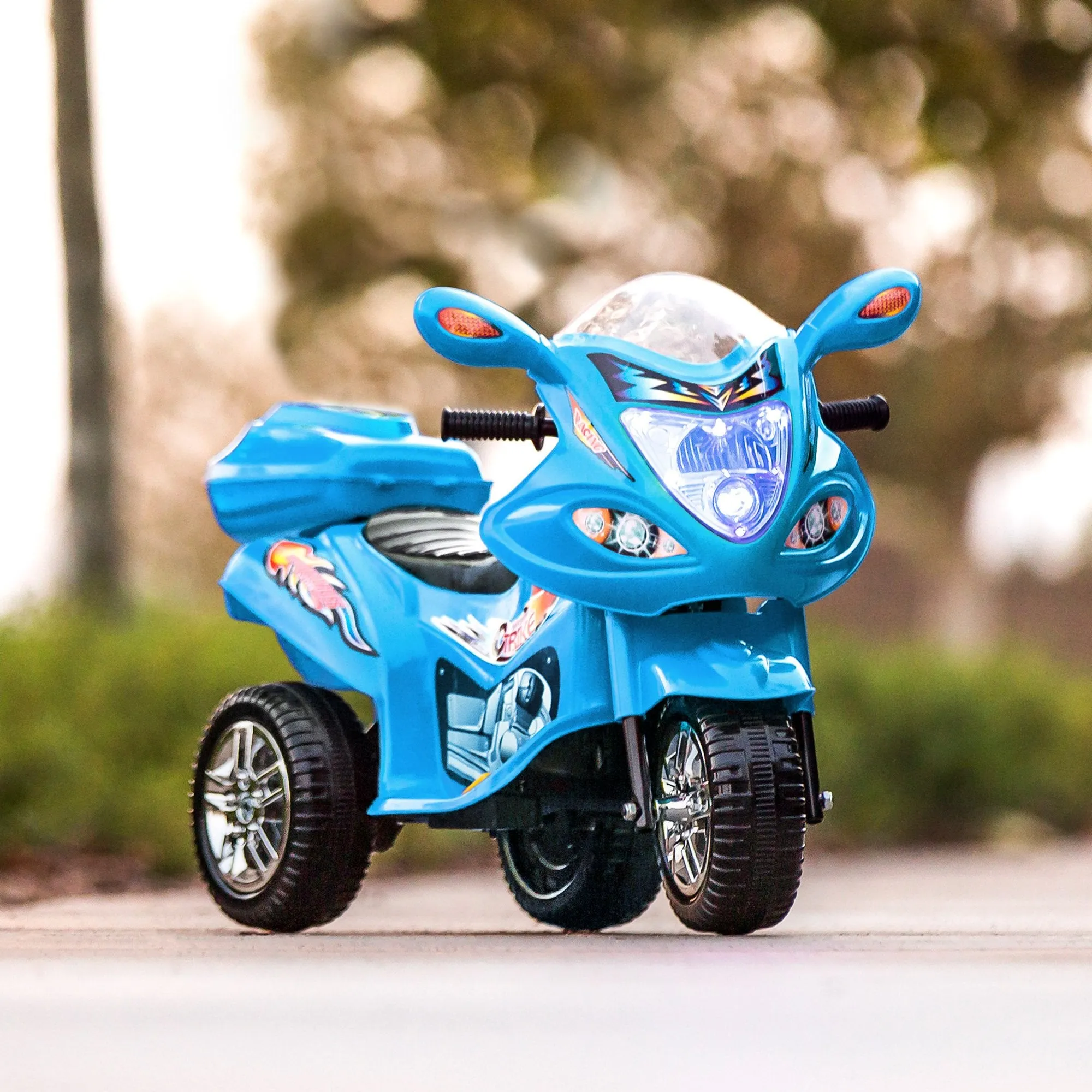 6V Kids 3-Wheel Motorcycle Ride-On Toy w/ LED Lights, Music, Storage