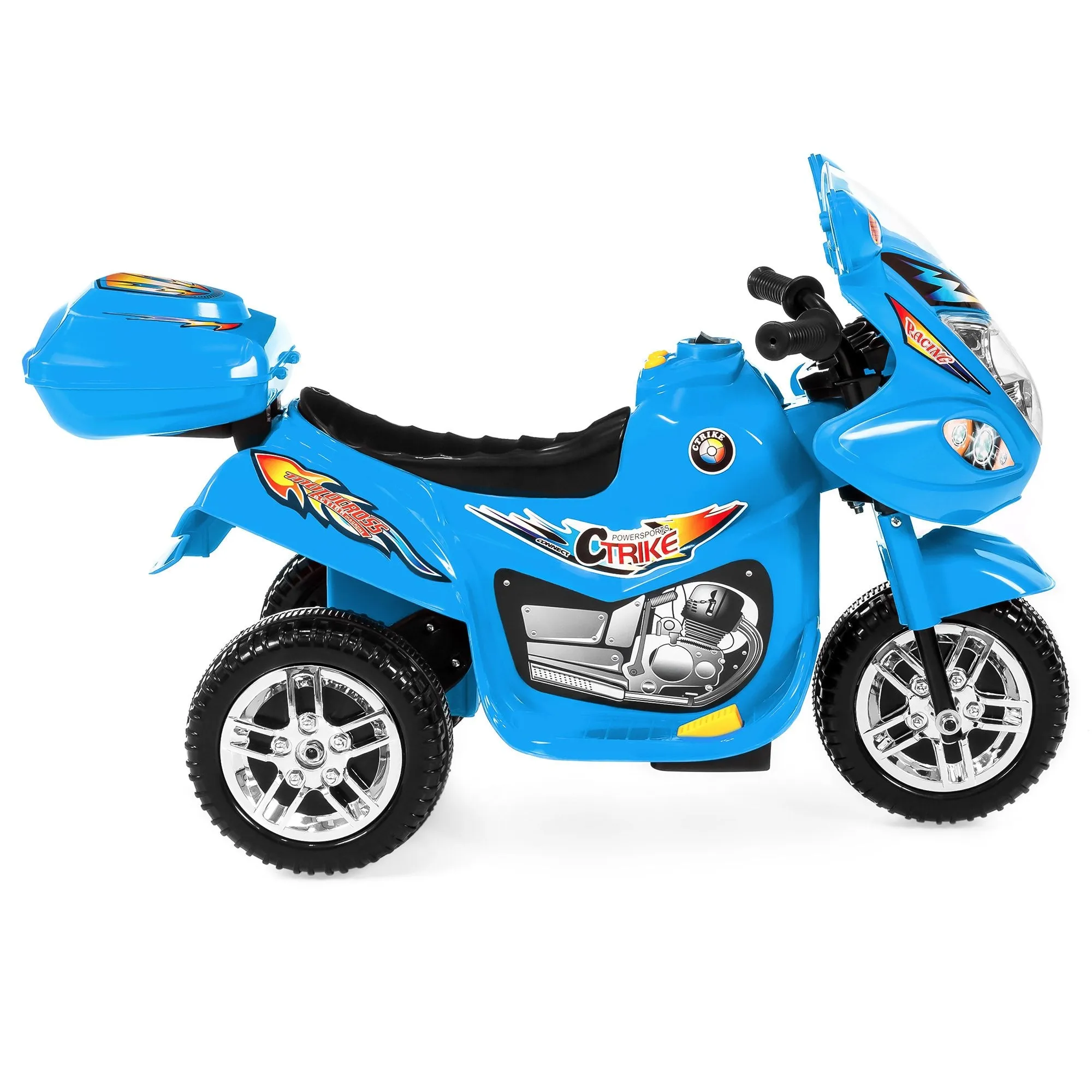 6V Kids 3-Wheel Motorcycle Ride-On Toy w/ LED Lights, Music, Storage