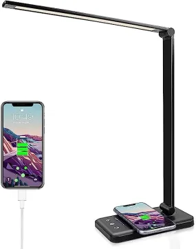 7-Level LED Desk Lamp with Wireless Charger & USB - GOMINIMO