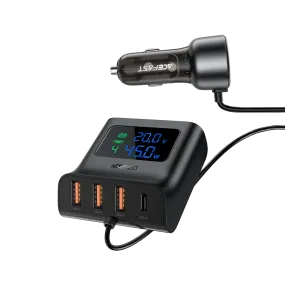 Acefast B11 138W Car Charger Splitter with Digital Display black