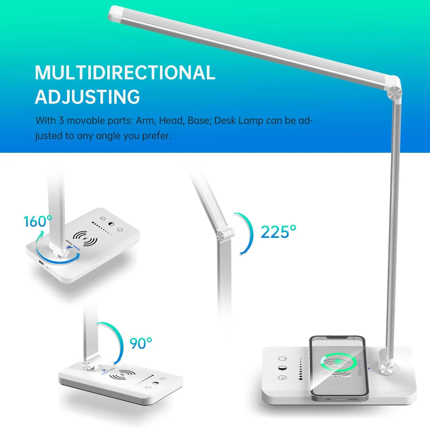 Ambertronix LED Desk Lamp with Wireless Charger