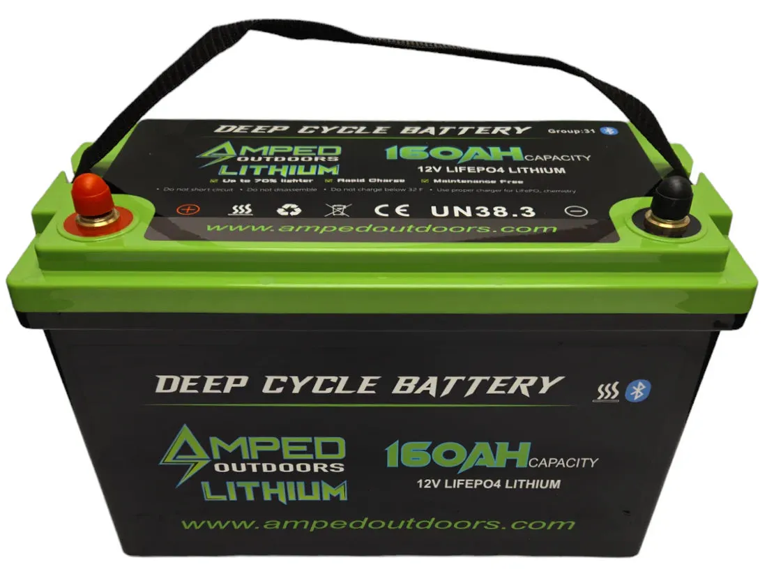 Amped Outdoors Lithium Battery (LiFePO4) | Nominal Voltage 12.8V | Nominal Capacity 160AH | IP67 Waterproof