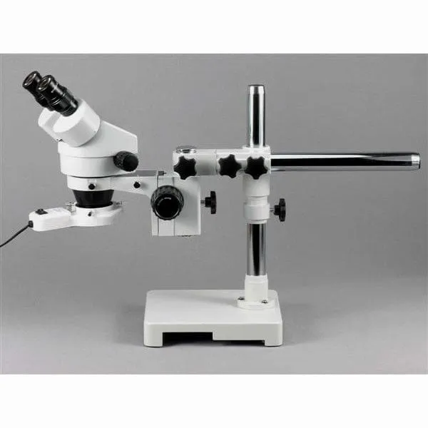 AmScope SM-3B Series Binocular Zoom Stereo Microscope 7X-45X Magnification on Single Arm Boom Stand