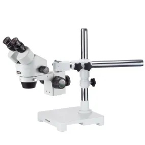 AmScope SM-3B Series Binocular Zoom Stereo Microscope 7X-45X Magnification on Single Arm Boom Stand