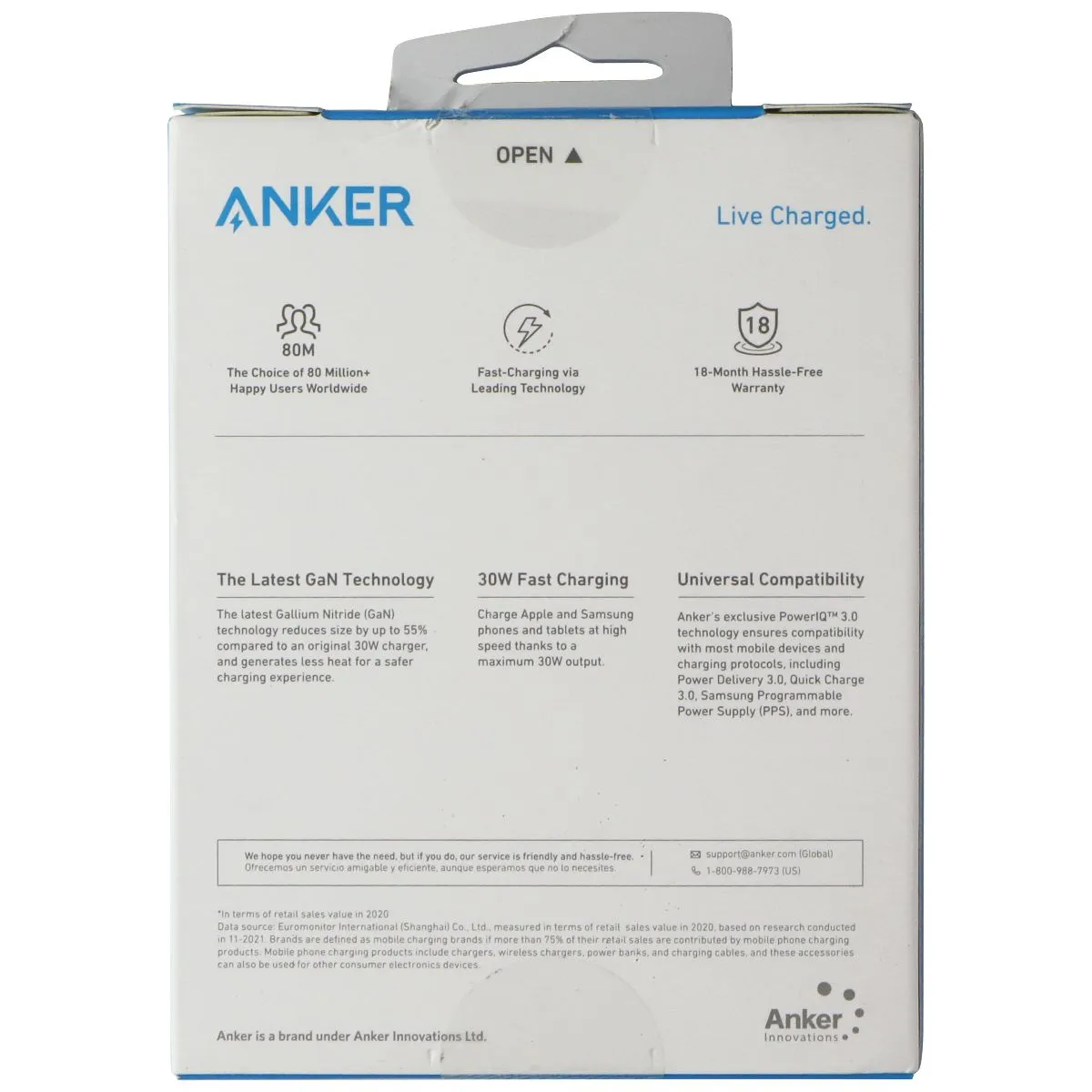 Anker 313 Charger (30W) USB-C Series 3 Wall Adapter - White