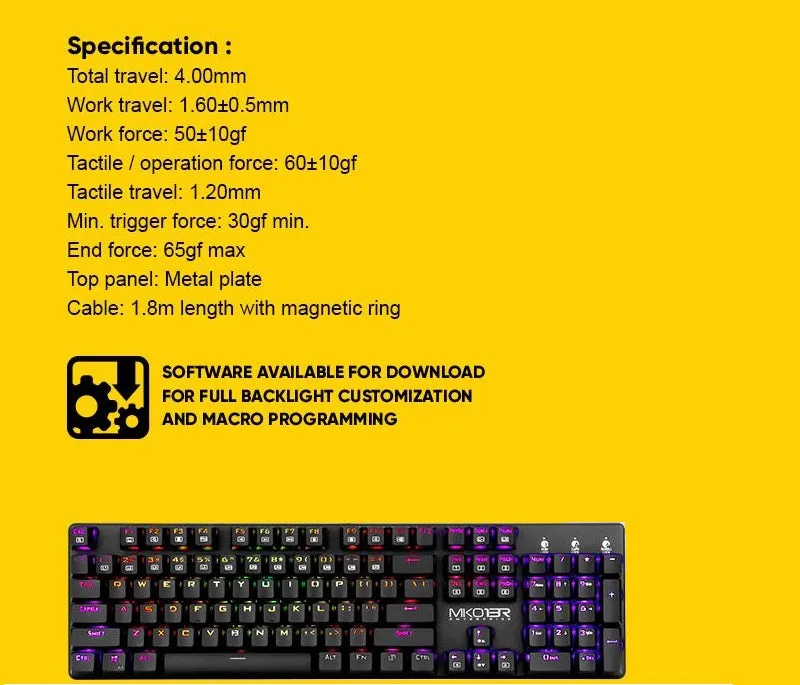 Armaggeddon Mechanical Wired Gaming Keyboard MKO-13R Pro