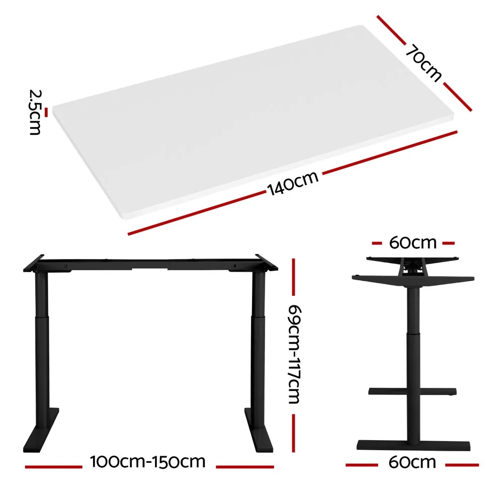 Artiss Electric Standing Desk Adjustable Sit Stand Desks Black White 140cm