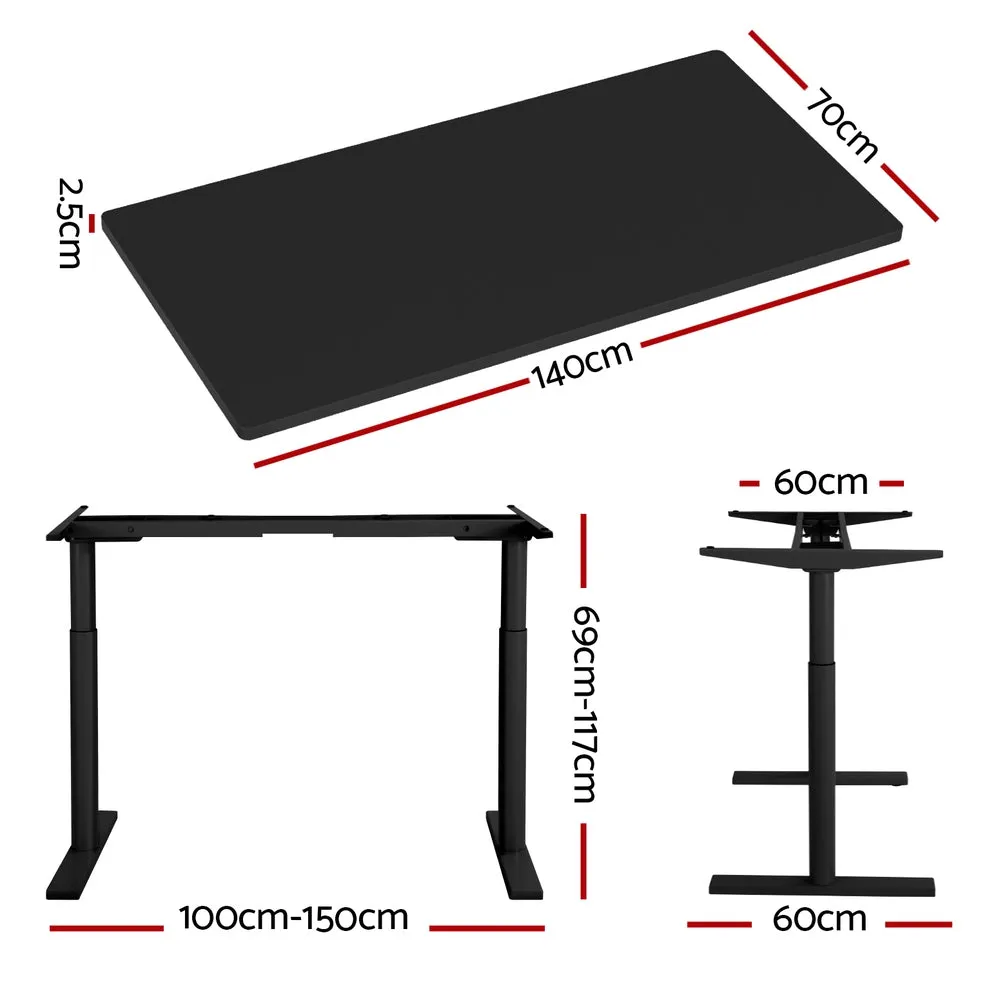 Artiss Electric Standing Desk Height Adjustable Sit Stand Desks Black 140cm