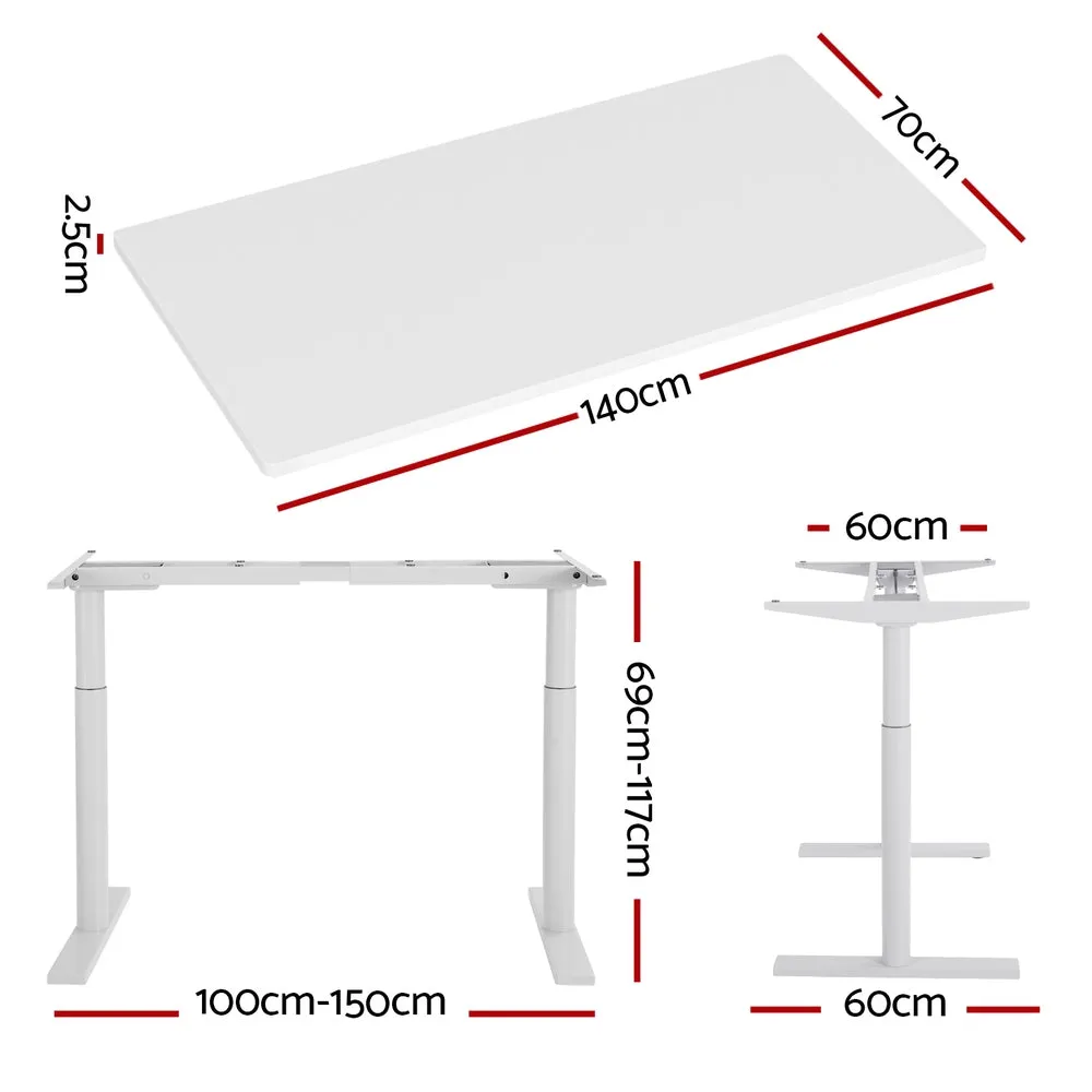 Artiss Electric Standing Desk Height Adjustable Sit Stand Desks White 140cm