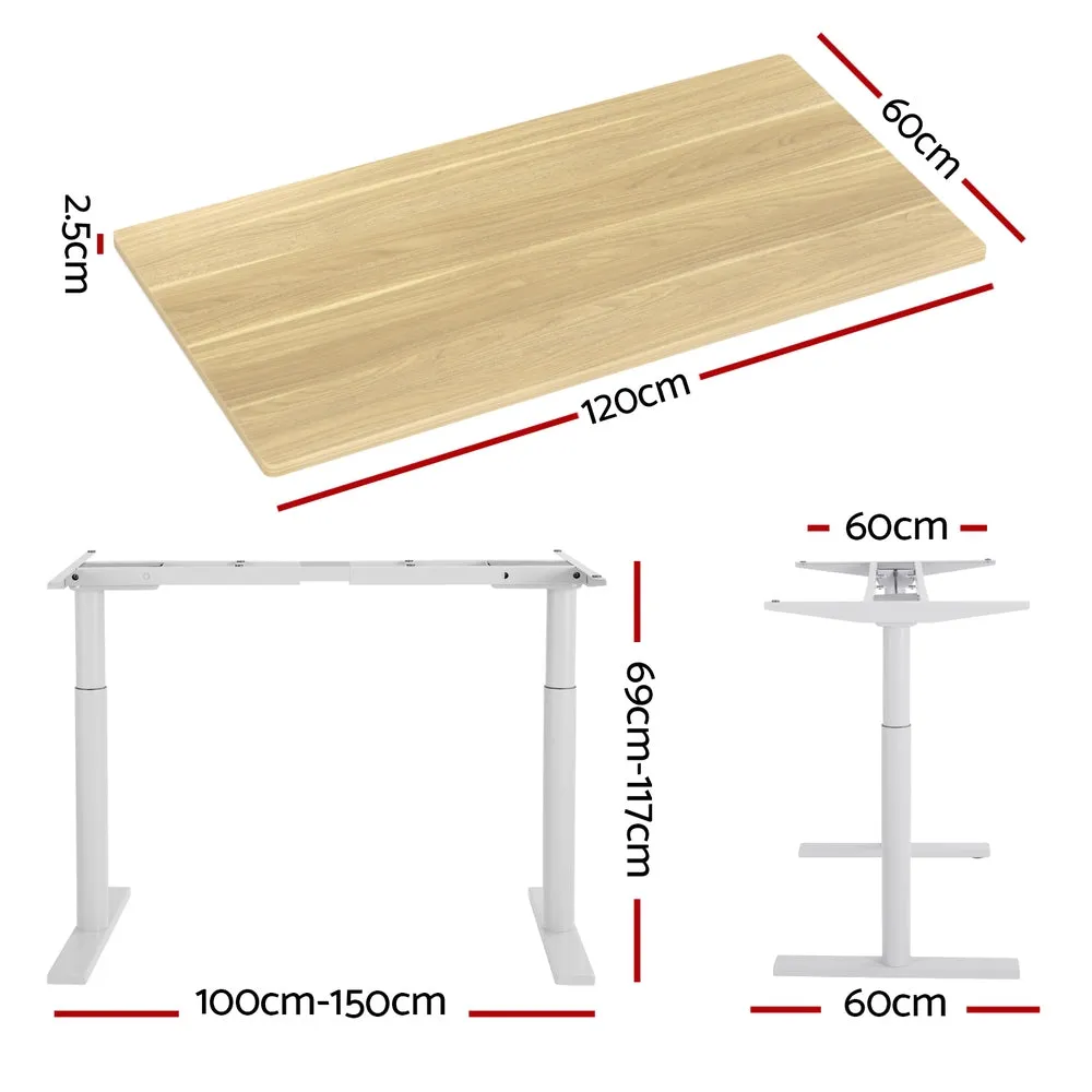 Artiss Electric Standing Desk Height Adjustable Sit Stand Desks White Oak