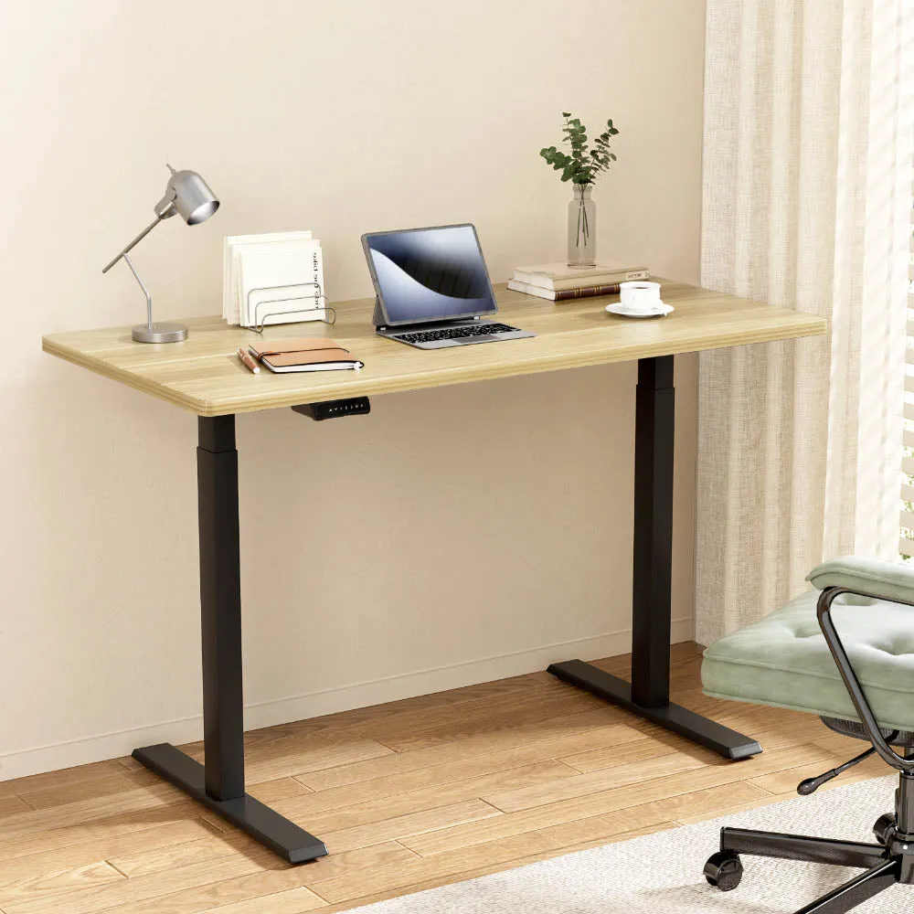 Artiss Standing Desk Electric Height Adjustable Sit Stand Desks Black Oak 140cm