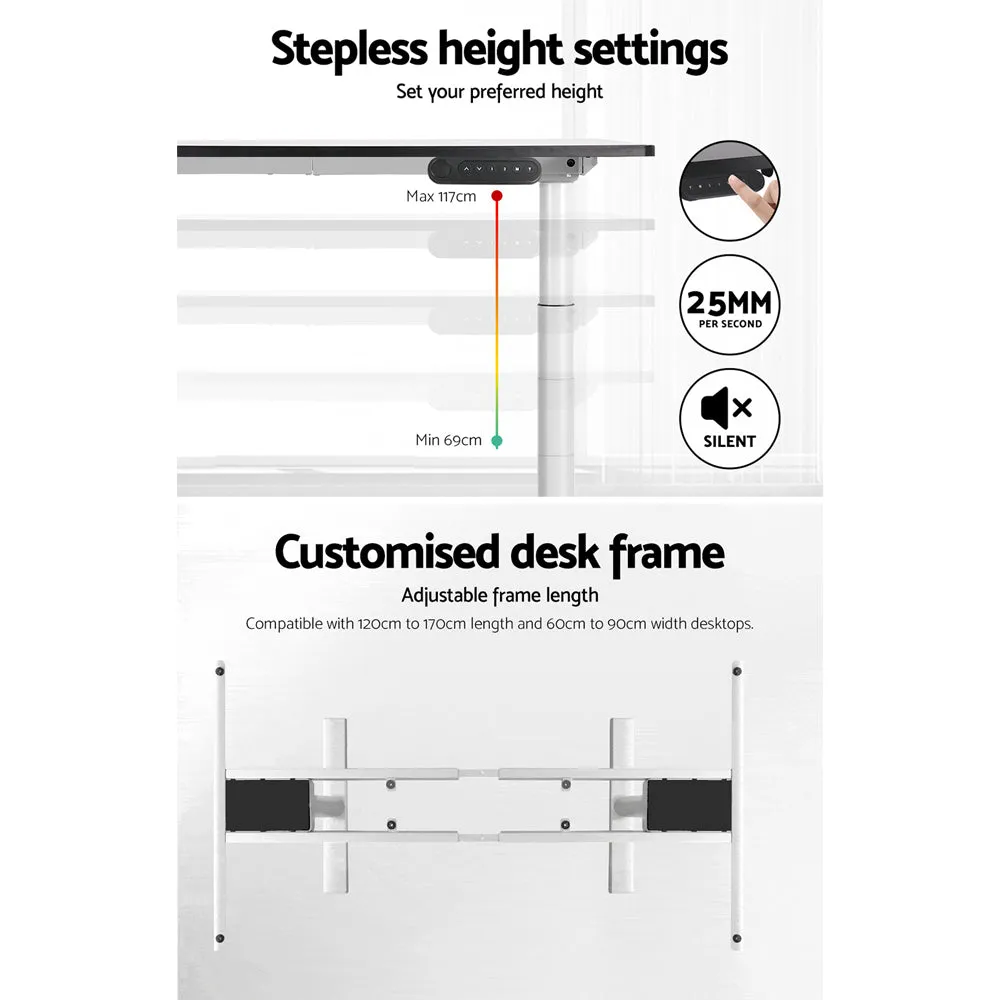 Artiss Standing Desk Sit Stand Motorised Adjustable Frame Only Dual Motor White