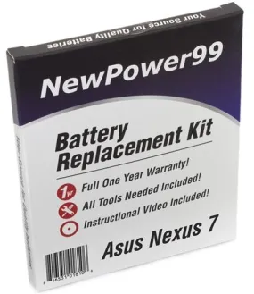 Asus Nexus 7 Battery Replacement Kit with Tools, Video Instructions and Extended Life Battery