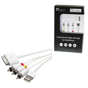 Audio Video Cable 1.5 Metre Iphone /Ipod/3 Rca USB Output APL35