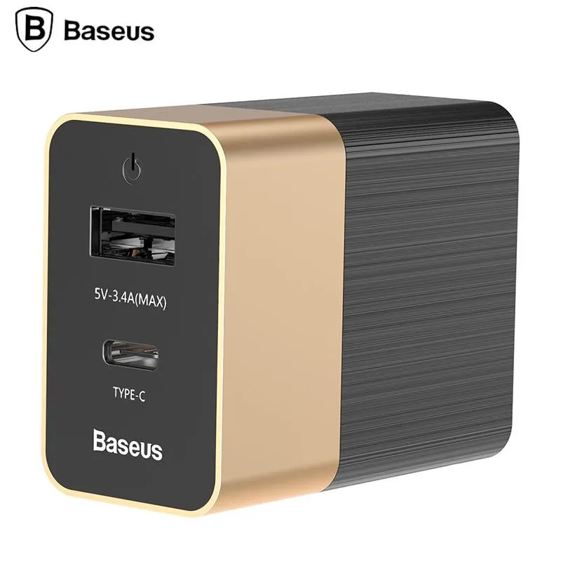 Baseus Type-C USB Fast Charger 2.0 3.4A Travel Wall Charger Adapter Mobile Phone Charger