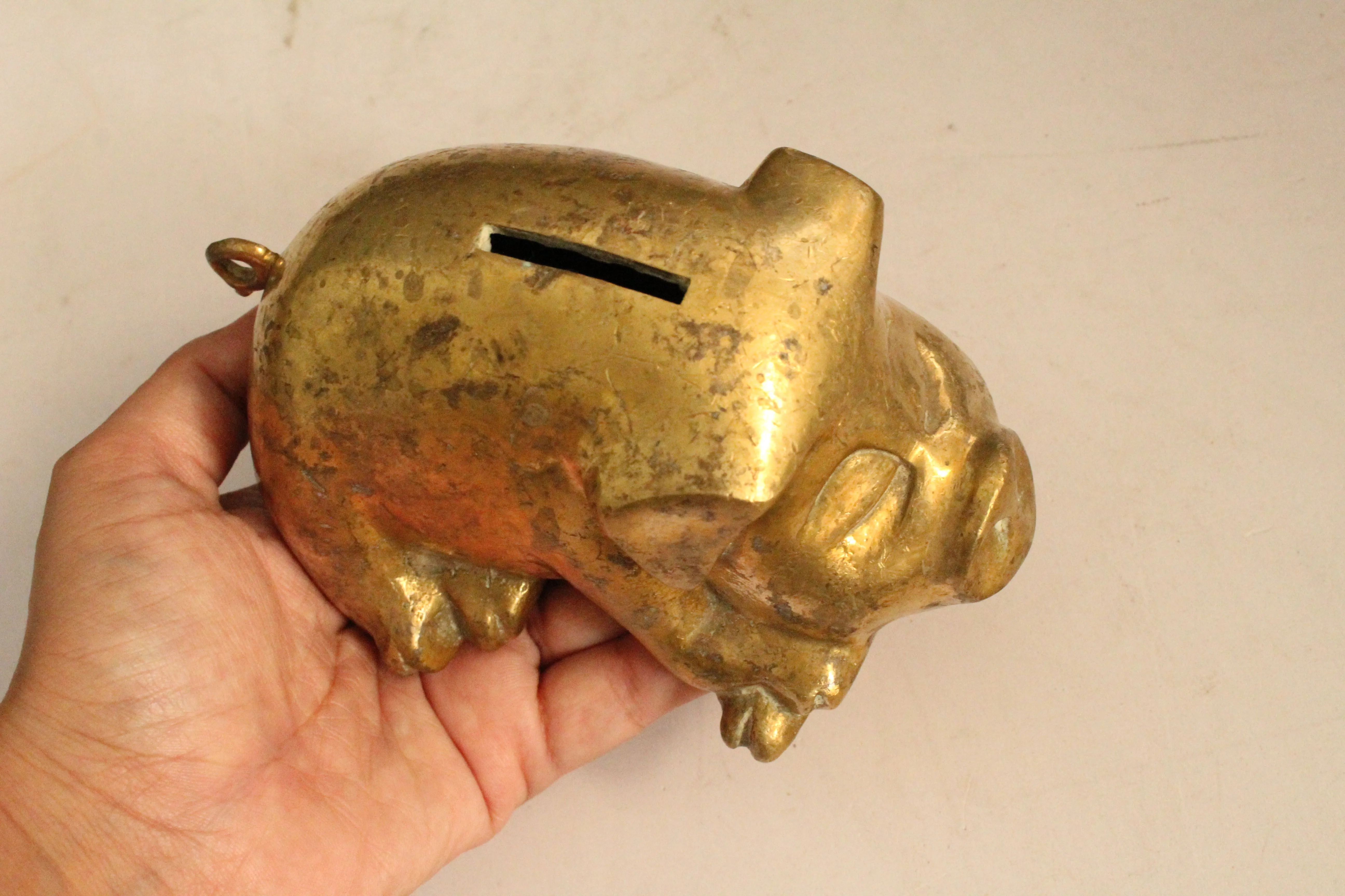 Beautiful Vintage  Brass Piggy Bank